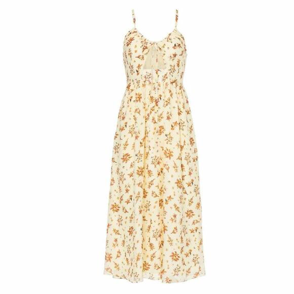 Madewell Dresses & Skirts - Madewell Soren 100% Silk Cutout Floral Midi Dress Size 0